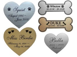 Engraved Heart or Bone Plate Pet Loss Memorial - Dog Cat Any Pet - £14.51 GBP