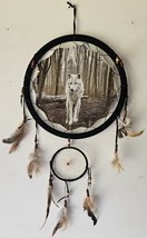 WOLF FOREST TREE ANIMAL INDIAN DREAMCATCHER 2 RINGS - £12.86 GBP