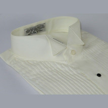 Men's Tuxedo shirt By CLASSIX Wing Tip Formal Pleated Front After Six M00 Ivory image 4
