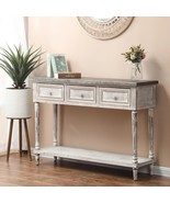3-Drawer Console Table Farmhouse Distressed Wood Off-White Entryway Sofa... - £330.66 GBP