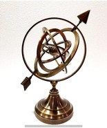 Antique Nautical Brass Armillary Sphere World Globe Brown Metal Base Off... - £55.47 GBP
