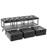 vidaXL Storage Bench Black Faux Leather, Engineered Wood, Steel Medium - $13,406.87 MXN