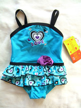 NWT Penelope Mack Baby Girl Blue Love Swim Suit Ruffled Beach Wear 12 Months $38 - £11.57 GBP