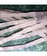 4mm x 13mm Rose Quartz Rectangle Tube Beads (25+/- beads per strand) - $5.94