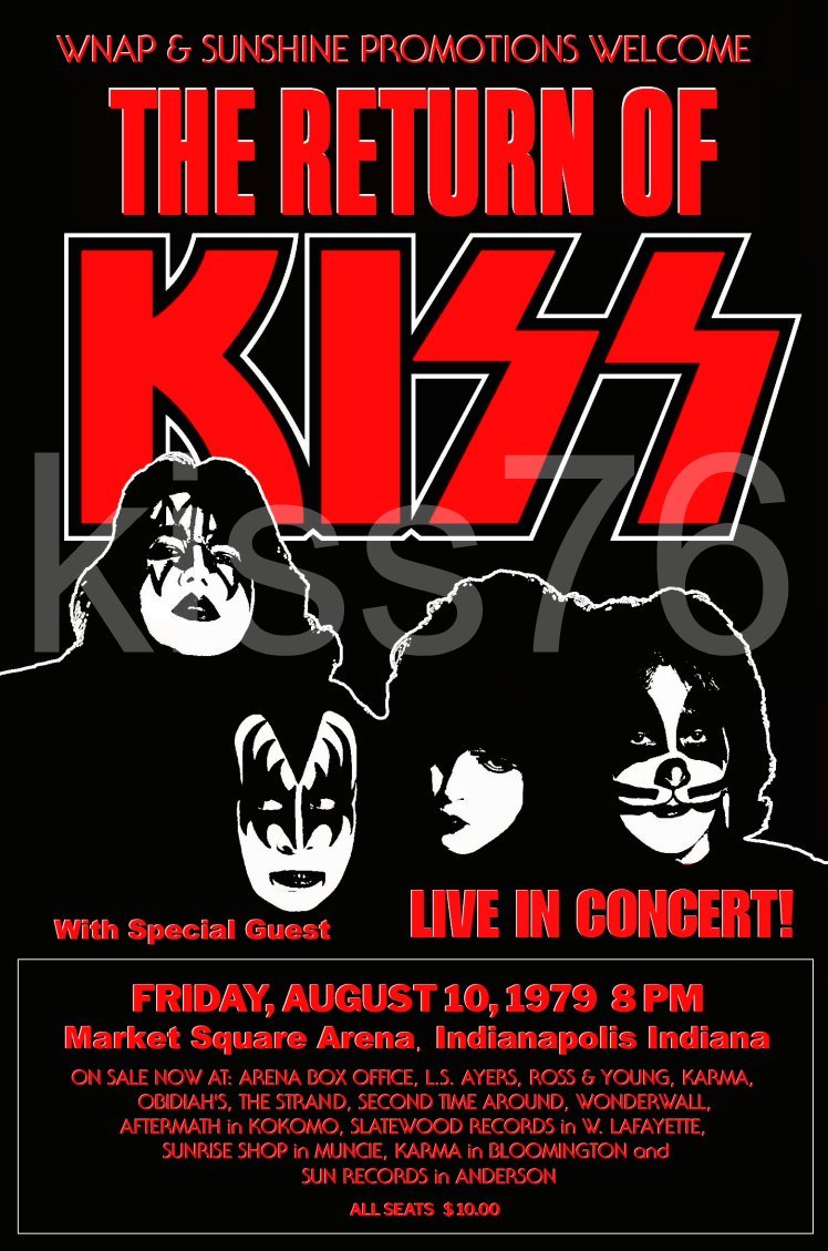 KISS Dynasty &quot;Return Of KISS&quot; 08/10/79 MARKET SQUARE ARENA 18 x 27 Custo... - $40.00