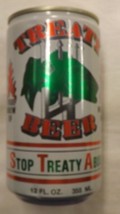 Vintage Treaty Stop Treaty Abuse Walleye Wisconsin Beer Can Steel a - $183.60 MXN