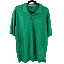 Adidas Golf Polo Shirt Men&#39;s Sz L Green Striped ClimaCool Kings Creek Logo - £19.46 GBP