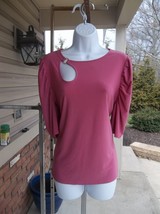 Nwt Nine West Pink Top W Keyhole Puff Sleeves M - $19.99