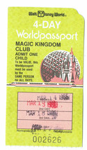 1986 Magic Kingdom Club Walt Disney World 4 day worldpassport Used Child Ticket - £34.10 GBP