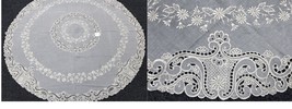 Round Embroidery Organza Tablecloth Napkins White Wedding Bridal Party 70&quot;  - $112.99