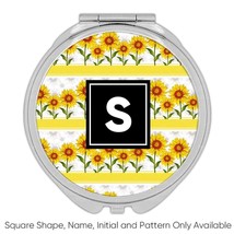 Rustic Sunflowers Row : Gift Compact Mirror Pattern Wedding Engagement Party Dec - £10.38 GBP+