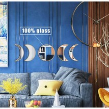 Moon Phase Mirror Set, Wall-Mounted Wall Decor Mirror, Boho Accents Room Decorat - £39.95 GBP