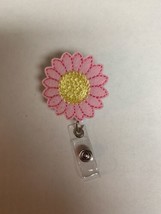 badge reels retractable id holders - Pretty Pink Feltie Flower - Alligat... - £7.89 GBP