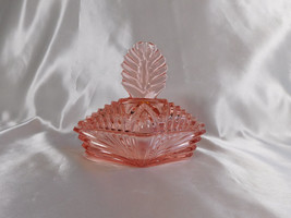 Pink Glass Vanity Jar Powder Jar with Lid # 23455 - £19.51 GBP
