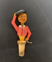 Vintage Anri Italian Carved Wooden Bottle Topper Stopper Cork Mechanical - $28.49
