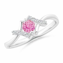 ANGARA Solitaire Pink Sapphire Bypass Promise Ring with Diamond Accents - £408.49 GBP