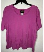 Bob Mackie Wearable Art Floral Embroider Short Sleeve Pink Shirt Size XL - $20.29 CAD