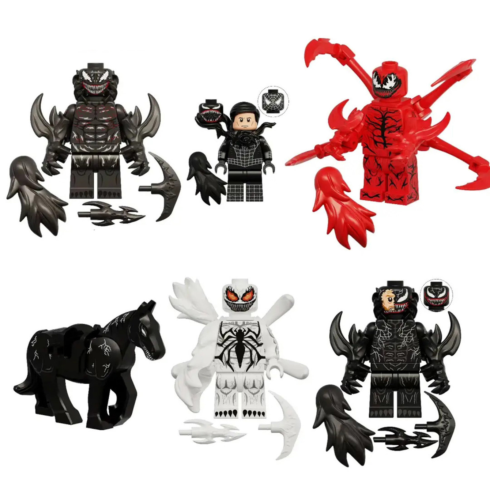 Marvel Riot Venom Carnage Venom Horse Anti-Venom 6Pcs Minifigures Building Toy