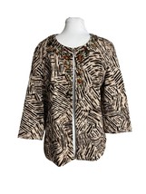 Chicos Womens Jacket Size 3 or XL Brown Jungle Print Jeweled Lined Embel... - $28.71