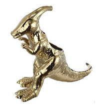 Scratch &amp; Dent Golden Finish Parasaurolophus Dinosaur Ceramic Planter - £27.73 GBP