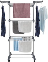 3 Tier Clothes Drying Rack Collapsible Laundry Dryer Hanger with Two Side Wings - £63.33 GBP