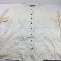 Ana Womens Cream White Long Cropped Sleeve Blouse Shirt Top Boho Loose 2X - £19.65 GBP