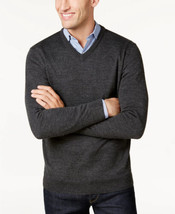 MSRP $75 Club Room Mens Regular-Fit Solid V-Neck Ebony Heather Size Small - $33.66
