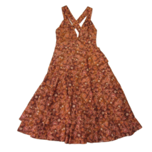 NWT J.Crew Collection Cross-back Ruffle-hem Midi in Pecan Vintage Vines Dress 16 - £103.91 GBP