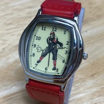 Unused Cardinal AT&amp;T Men 30m Silver Barrel Red Band Analog Quartz Watch~New Batt - £15.11 GBP