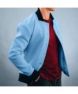 APL x Woolmark Men's Powder Blue The Perfect Wool Varsity Jacket Small M... - $134.99