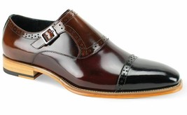 Men&#39;s Monks Maroon Patina Single Buckle Premium Quality Superior Leather Shoes - £119.61 GBP+