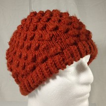 Vintage Ladies Grandoe Popcorn Hat Knit Beanie Warm Winter Cap - Brick Red - £17.66 GBP