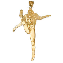 10K Polished Gold #49 Football Player Pendant - £133.23 GBP