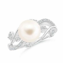 ANGARA Freshwater Pearl Olive Leaf Vine Ring for Women, Girls in 14K Solid Gold - £626.92 GBP