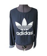 Adidas Long-Sleeve Crepe Pullover Sz. S Blue Logo Trefoil Crew-Neck - $369.07 MXN