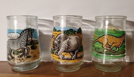 Welch&#39;s Jelly Jars &amp; World Wildlife Fund  Lot of 3 Zebra Rhino Cheetah WWF - £18.17 GBP