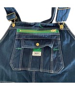 Liberty Overalls Mens 50x32 Blue Bib Denim 100% Cotton Pockets Green Zipper - $39.59