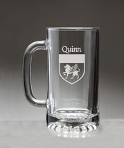 Quinn(Alt-Irish) Irish Coat of Arms Glass Beer Mug (Sand Etched) - $27.72