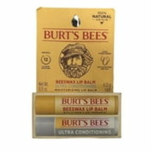 Burt&#39;s Bees Beeswax Lip Balm, Set of 2, Ultra Conditioning and Original with - £797.51 GBP