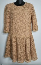 Champagne and Strawberry Anthropologie Mini Dress Medium Rose Crochet NW... - $49.99