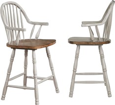 Country Grove 24&quot; Windsor Barstools With Arms | Counter Height Stools With Backs - £526.79 GBP