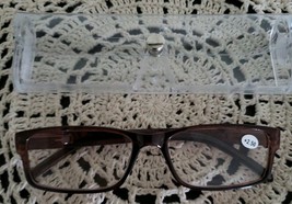 Brown Plastic Framed ~ Spring Hinged ~ +2.50 Reading Glasses w/Clear Cas... - £11.76 GBP