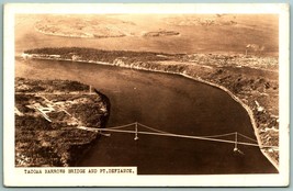 RPPC Aerial View Tacoma Narrows Bridge Pre Collapse Tacoma  WA 1942 Postcard G13 - £11.42 GBP