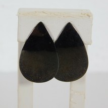 Dark Gray Metal Teardrop Shaped Fashion Earrings Reflective 1.25" Long Post Back - $4.00