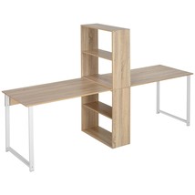 88&quot; 2-Person Computer Desk w/ Shelves - Natural - $238.99