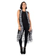 Women&#39;s Printed Long Duster with Pockets, Black and White (US, Alpha, X-... - $68.59