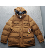 Levi&#39;s Puffer Jacket Men Medium Brown Flap Pocket Hooded Snap Front Insi... - $1,426.28 MXN