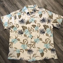 Caribbean 100% Silk Tropical Print Short Sleeve Hawaiian Camp Shirt Mens... - $20.32