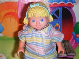 Fisher Price Girl in Pink shorts Blue skirt striped shirt spring dream dollhouse - £11.66 GBP