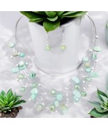 Multistrand Bronze Fade-to-Teal Beads Beaded Necklace &amp; Matching Earring... - $290.88 MXN
